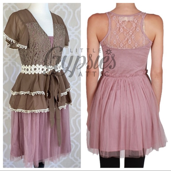 A’reve Dusty Rose Tulle Slip Dress - Picture 10 of 15